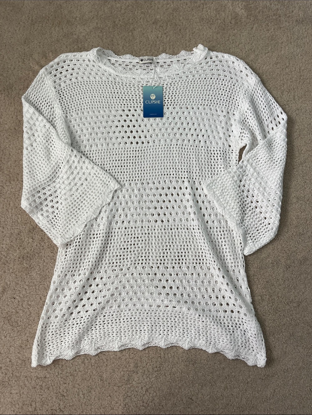 Cupshe White Open-Knit Beach Tunic